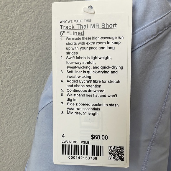 NWT Lululemon Track That Mid-Rise Lined Short 5"
Pastel Blue Size 4 - Picture 4 of 10